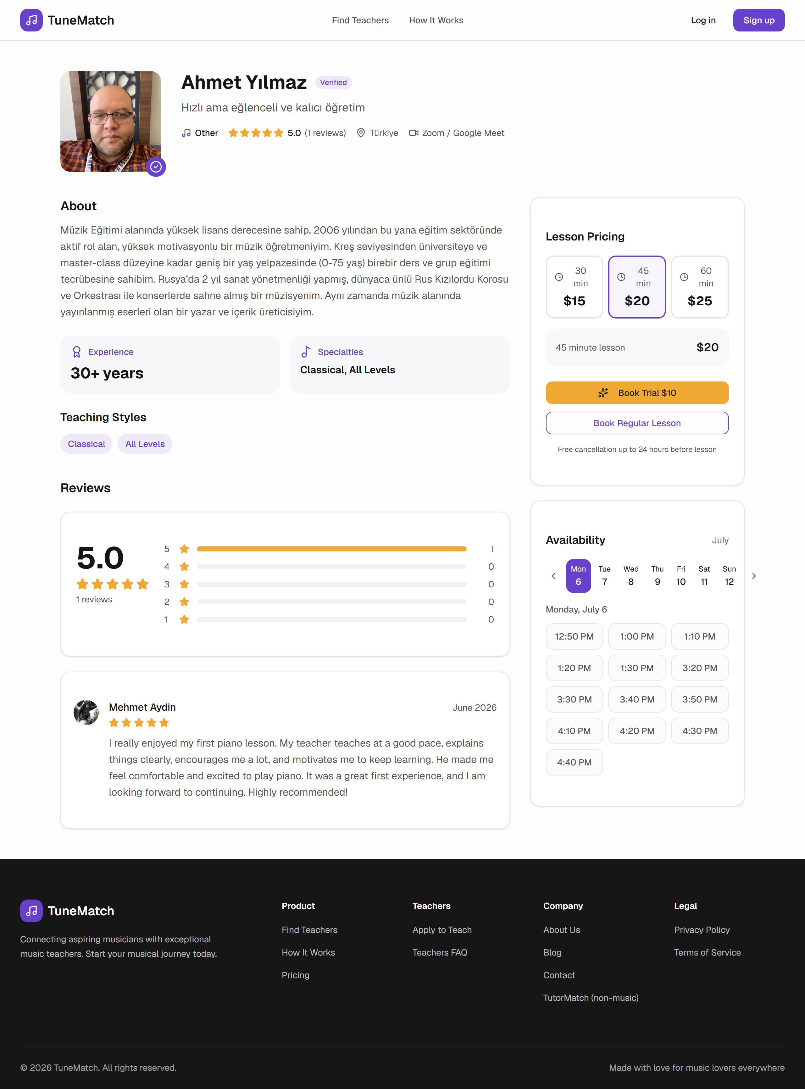 Public teacher profile